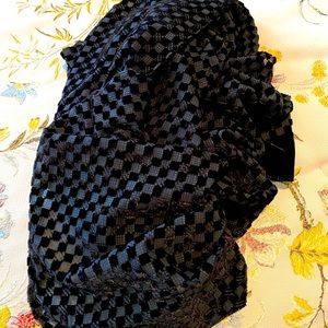 Giorgio Armani Black Burn-Out Velvet Scarf 35.5”x16.5”